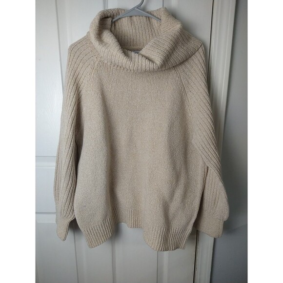Nine West Woman XXL Oatmeal Cowl Neck Pullover Sweater Balloon Ribbed LS - Picture 1 of 8